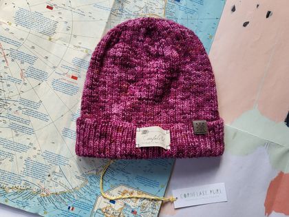 Hudson luxury beanie - hand dyed speckled purple fisherman's wool hat