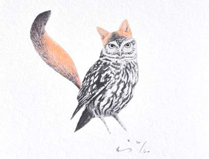 Foxy Owl Print by birdinabunnysuit
