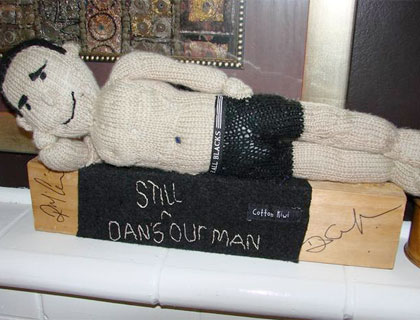 Signed knitted Dan Carter auction – proceeds to Christchurch