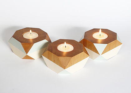 ghdesign geometric wooden candle holder
