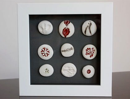 Box Framed Seedpod Buttons by Kaye Bustin