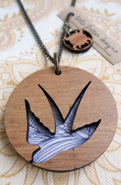 Swallow pendant by Little Fritter Designs