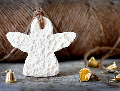 Ceramic Snowflake Angel Decoration by The Little White Box