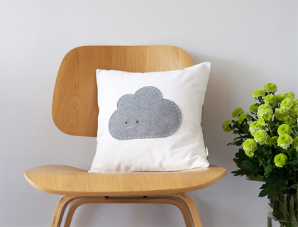 Grey Cloud Cushion by Needle and I