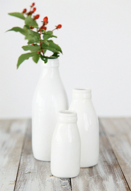 Milk Bottle Vases – Gloss White by Peter and Kirsty