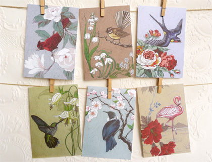 'Vintage Bird' cards by Rochelle Andrews