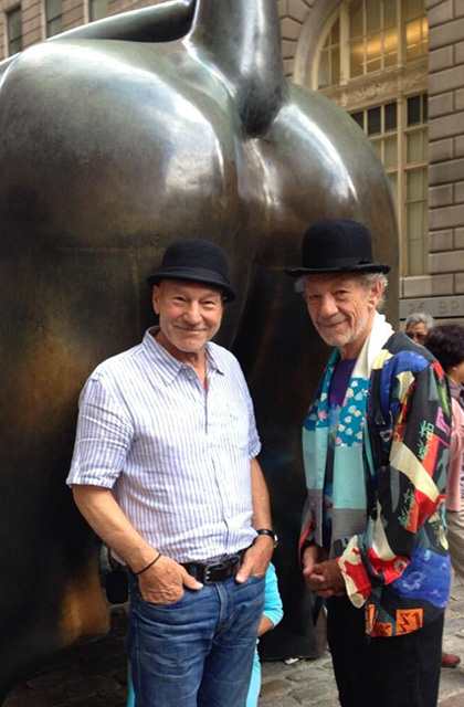 Sirs Ian McKellan and Patrick Stewart pose in NYC