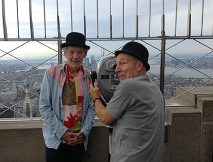 Sirs Ian McKellan and Patrick Stewart at the Empire State Building, NYC