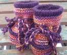 Sunset and Purple Woollen Baby Boots - Toddler Slippers - to suit 9 to 14 months old