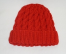 Red Cable Beanie   100% Merino
