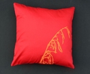 Original Moki Cushion in Red with Orange Flax Flower print