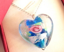 Puff Heart Lampwork Glass Necklace - Donated by Artisan Jouel