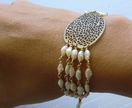 Filigree brass leaf and pearl bracelet - Donated by Lunachia Jewellery