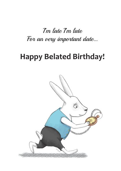Alice in Wonderland Belated Birthday Card