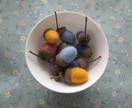 Colourful acorns - wet felted