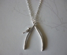 Bird and wishbone silver necklace