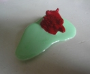 Green and Red animal Head brooch