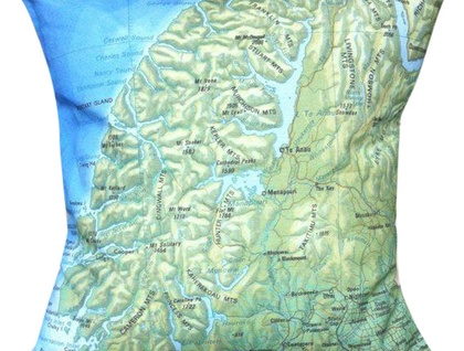 NZ Map Cushion Cover - Vintage Fjordland