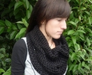 Soft Cotton Crochet Cowl in BLUE CHARCOAL