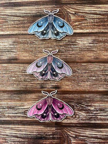 WATERPROOF VINYL STICKERS ~ Celestial Moths (Pack of 3)