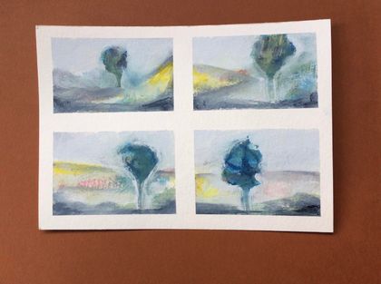  4  abstract  Landscapes on paper - Acrylic -Original  - New Zealand artist Marie Pickering