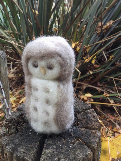 New Zealand  needle felted large  wool owl - Handmade on my rural homestead 