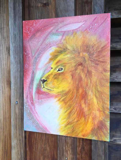 An original lion painting - On canvas - perfect for Kitchen /lounge decor 