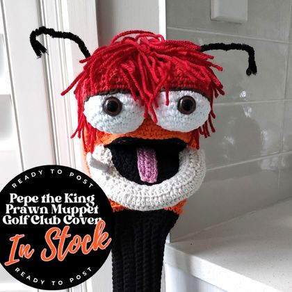 Hand Crocheted Pepe the King Prawn Muppet Golf Club Cover - 1 in stock