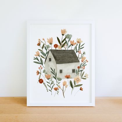 Floral Cottage A5 Art Print