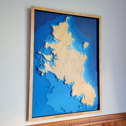 Wooden Contour Map - Great Barrier Island