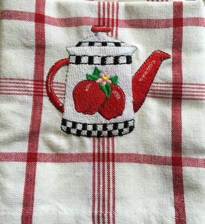 Kitchen and Coffee Themed Embroidered Tea Towel