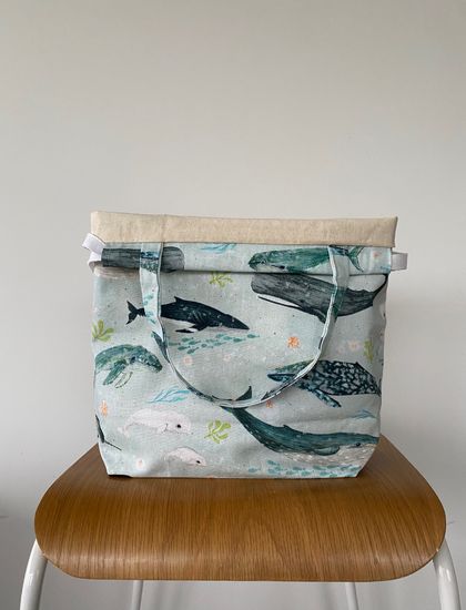 Medium Knitting / Crochet Project Bag - Whale Print
