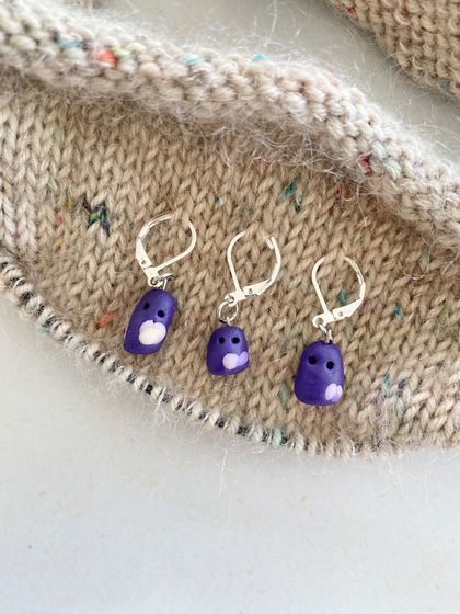 Stitch Markers / progress keepers - set of 3 Ghosts - Purple