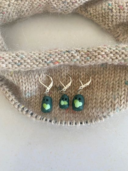 Stitch Markers / progress keepers - set of 3 Ghosts - Green