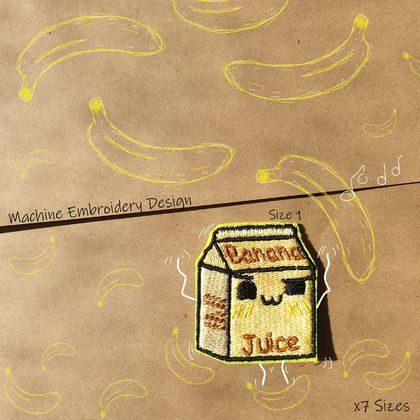 Banana Juice Box Machine Embroidery Design