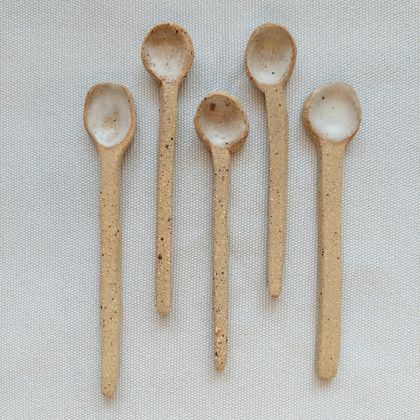Small Ceramic Spoons - Cream/White