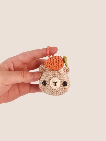 Handmade crochet carrot bear keychain
