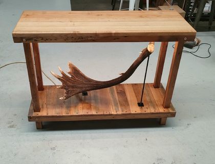 Handcrafted Hallway/Entrance Table with Large Deer Antler