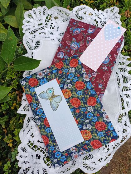 Fabric Covered Notebook Journal with Matching Bookmark