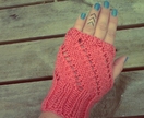 Coral rebel fingerless mitts - watermelon pink knitted fingerless mittens,  handknit from pure NZ wool