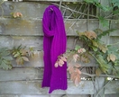 Chunky bright purple scarf - super long ribbed scarf hand knit from 100% pure vintage wool