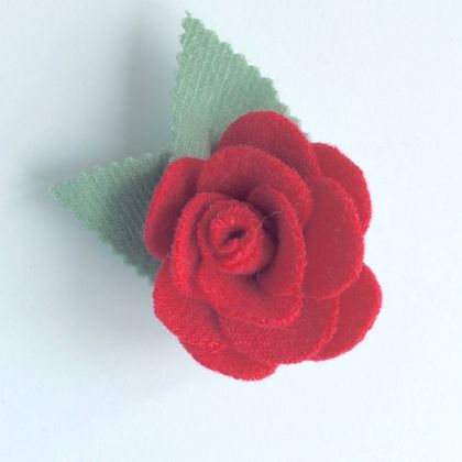 Red Wool Blanket Flower Brooch