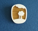 Tree and ladder brooch - oak and white acrylic
