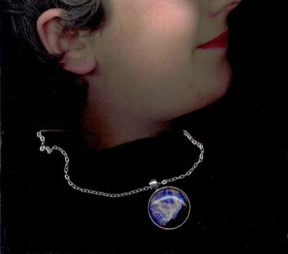 Cosmic Cabuchon Necklace, Glass 1.81in/ 30mm- Astronomy Jewellery- Gas Bullet from Cosmic Blast pendant necklace-Outer Space & Science