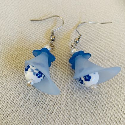 Earrings: Blue Lily (iii) ("Lilies & Roses & Daisies" range)