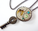 Vintage Pendant, Steampunk Inspired with Swarovski crystal - Timeless Relic