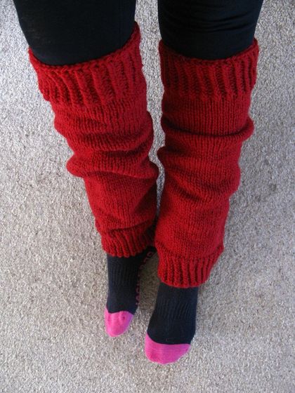 Blood red alpaca knit legwarmers