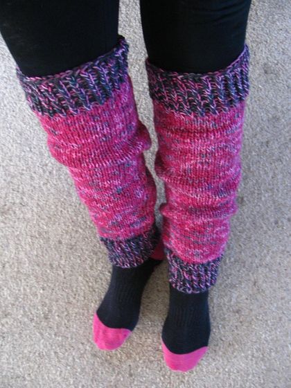 Pink and Grey knit legwarmers