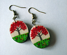 Pohutukawa tree oval earrings