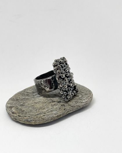 Textured Cocktail Ring in sterling silver | size P